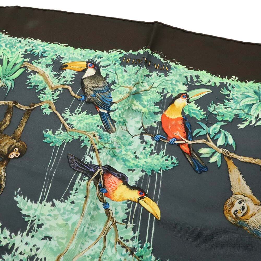 HERMES Authentic Brown Silk Scarf - Picture 5 of 7